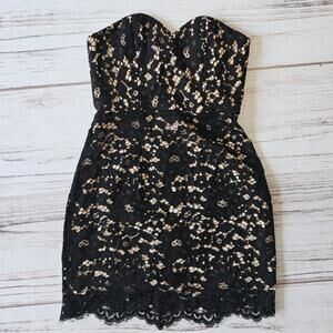NBD X Nave Twins Strapless Lace Black Cocktail Dress Sz XS
